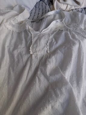 LOFT White Lightweight Cotton Blouse with Subtle Texture